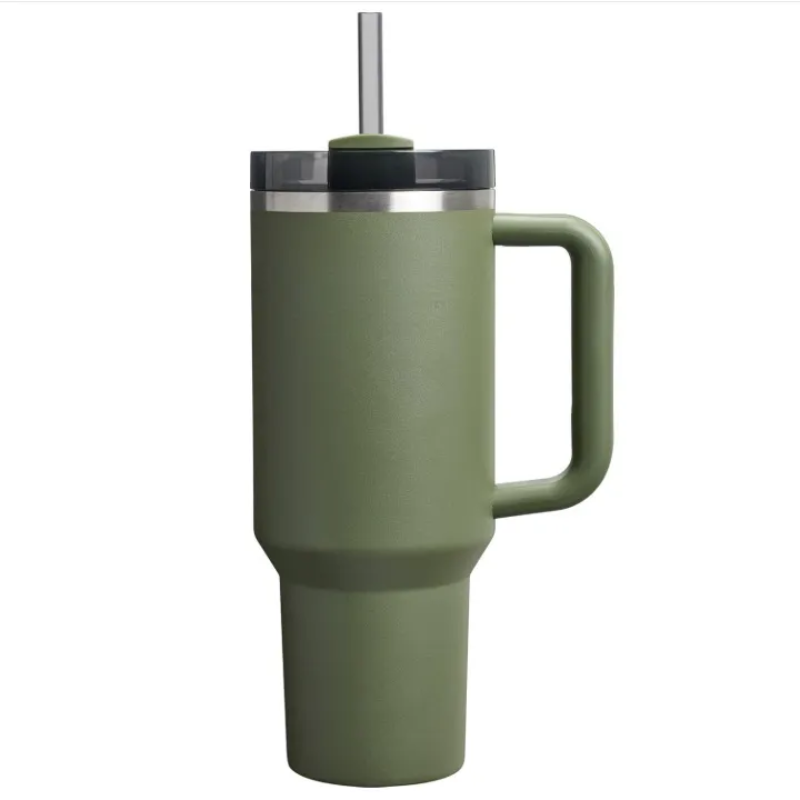 40oz Double-Wall Vacuum Insulated Travel Tumbler with Handle and Straw - Hugo Knives™