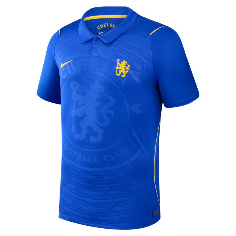 Chelsea Men's Premium Wavy Stripe Football Shirt – Slim Fit Pro-Style Matchday Performance Top( Chelsea)