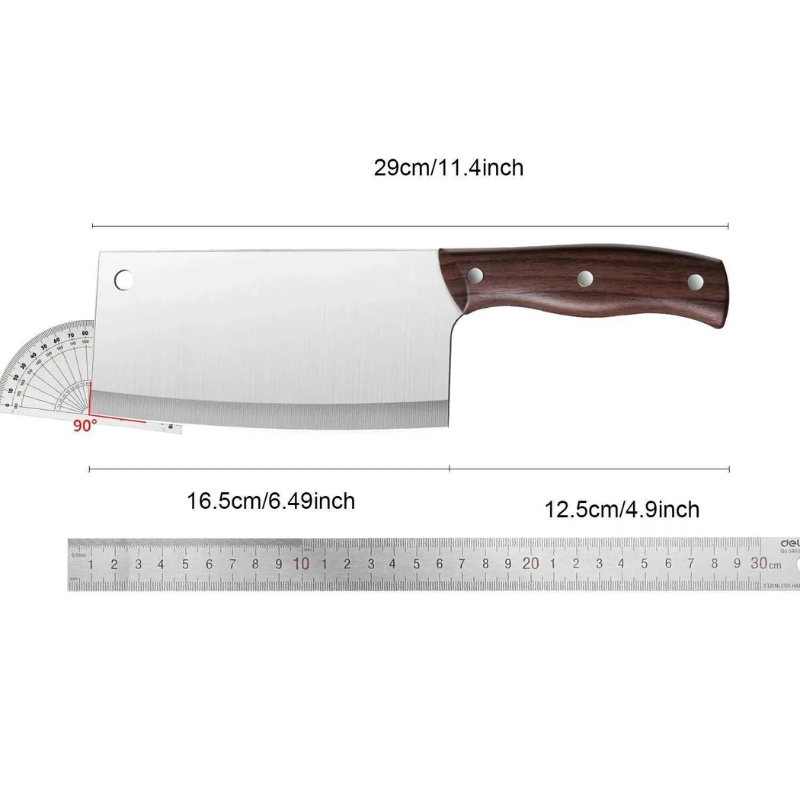 Heavy-Duty Stainless Steel Kitchen Cleaver, Ergonomic Wood Handle Vegetable Slicer - Hugo Knives™