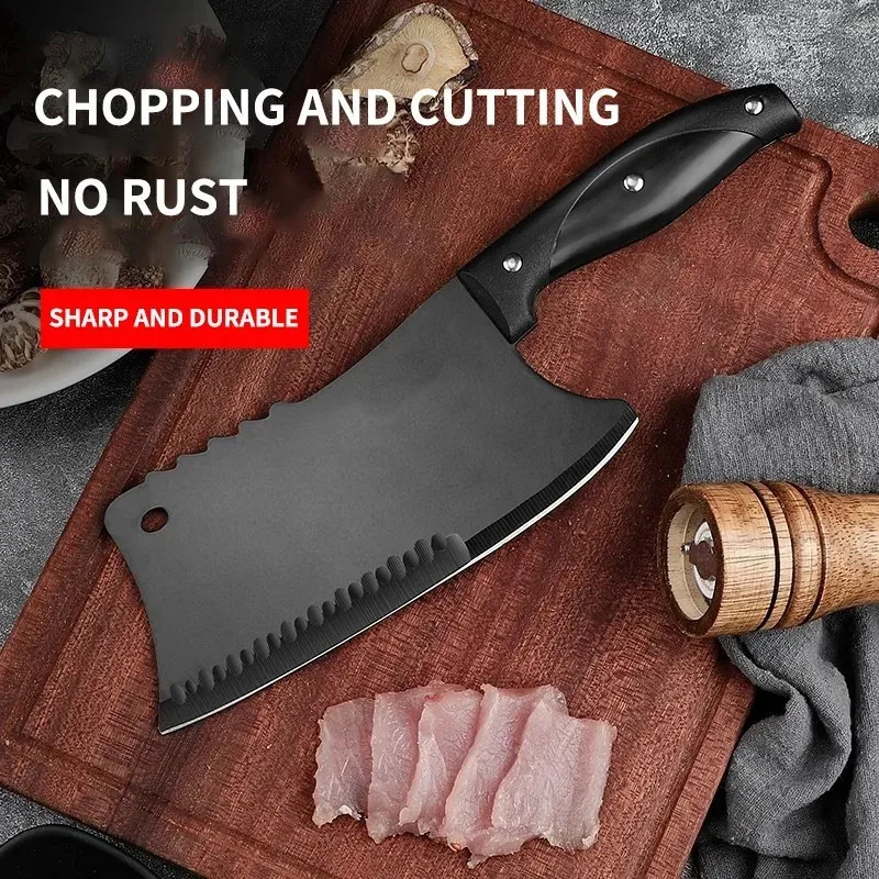 Hugo Knives Non-Stick Heavy-Duty Food Cleaver - Anti-Sticking Stainless Steel Meal Prep Slicer for Meat & Vegetables