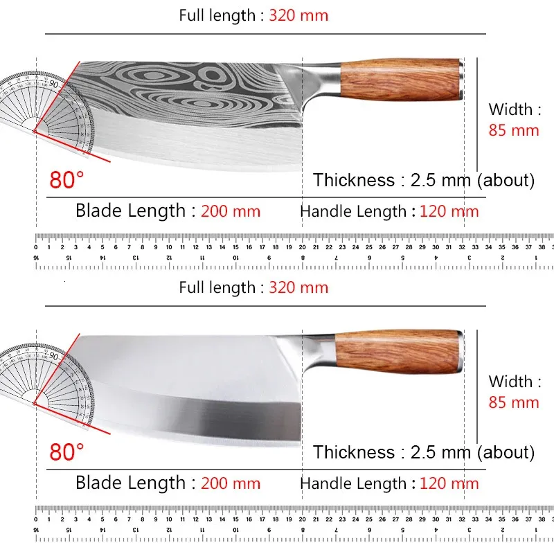 Hugo Knives Stainless Steel Food Slicer - Ergonomic Wooden Handle Culinary Tool for Meat & Vegetables