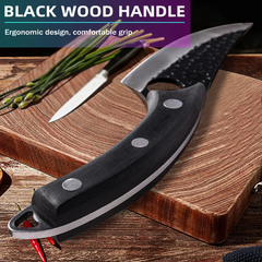 Professional High Carbon and Manganese Steel Chef, Butcher, and Boning Cleaver Knife with Leather Sheath