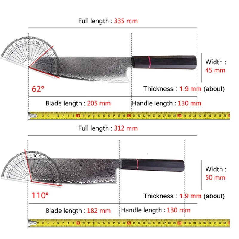 Japanese Damascus Steel Kitchen Knife, Octagonal G10 Handle Chef Cutlery - Hugo Knives™