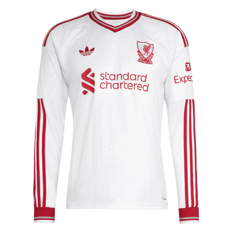 Men's Long-Sleeve White & Red Retro-Style Football Shirt (Szoboszlai)