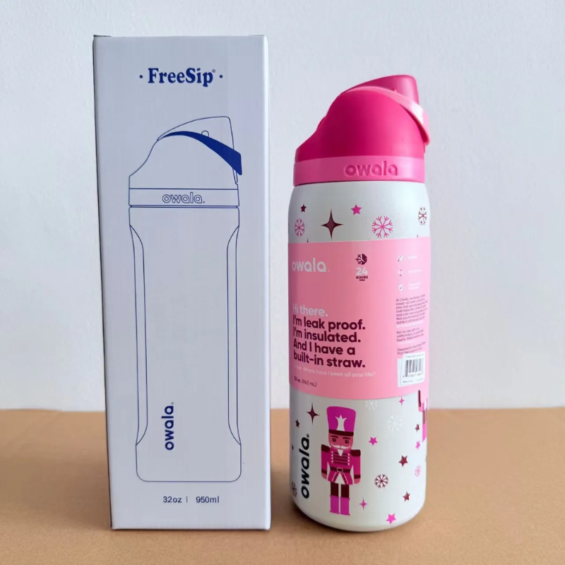 24oz Insulated Stainless Steel Water Bottle with Straw & Protective Silicone Boot - Leakproof Travel Flask