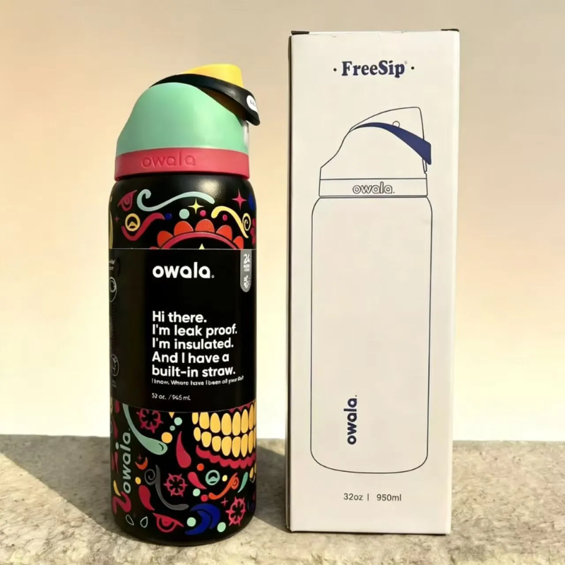 24oz Insulated Stainless Steel Water Bottle with Straw & Protective Silicone Boot - Leakproof Travel Flask
