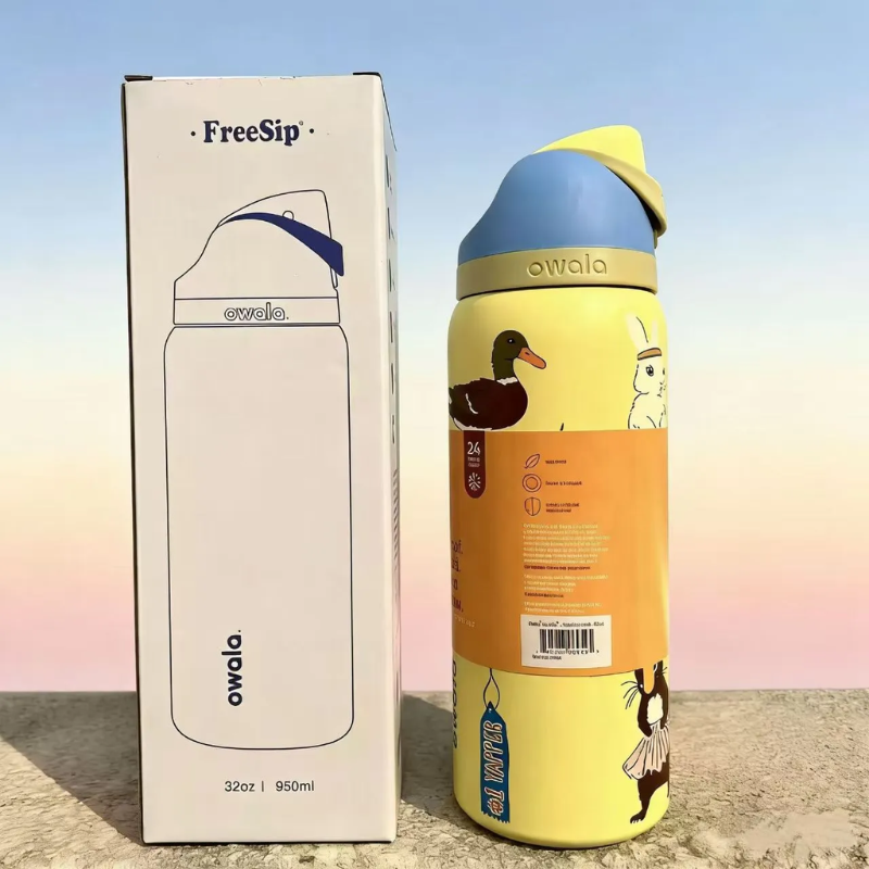 24oz Insulated Stainless Steel Water Bottle with Straw & Protective Silicone Boot - Leakproof Travel Flask