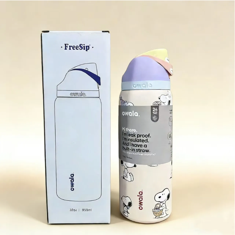 24oz Insulated Stainless Steel Water Bottle with Straw & Protective Silicone Boot - Leakproof Travel Flask