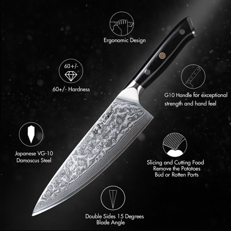 3-Piece Professional Kitchen Knife Set, Sharp Santoku & Utility Prep Knives - Hugo Knives™