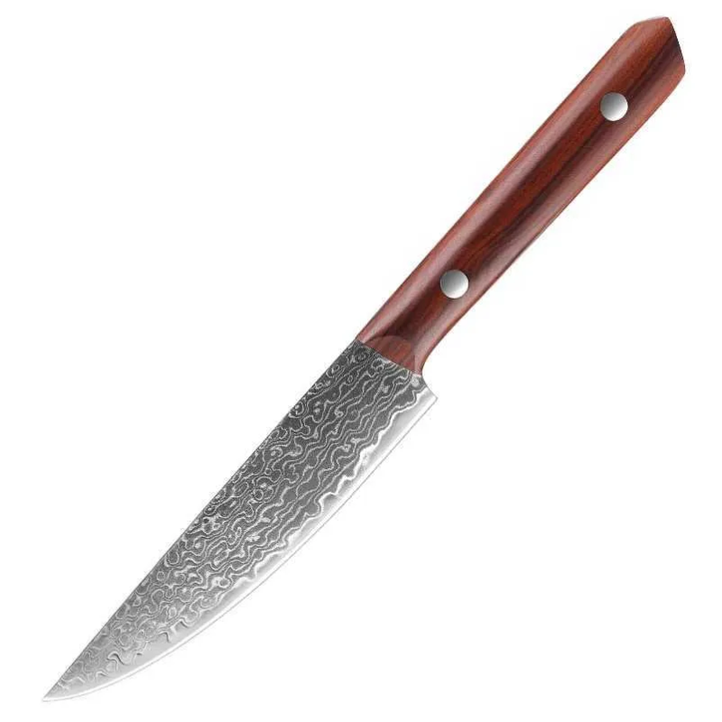 5.5-Inch Damascus VG-10 Steel Utility Paring Knife, Full Tang Wood Handle - Hugo Knives™