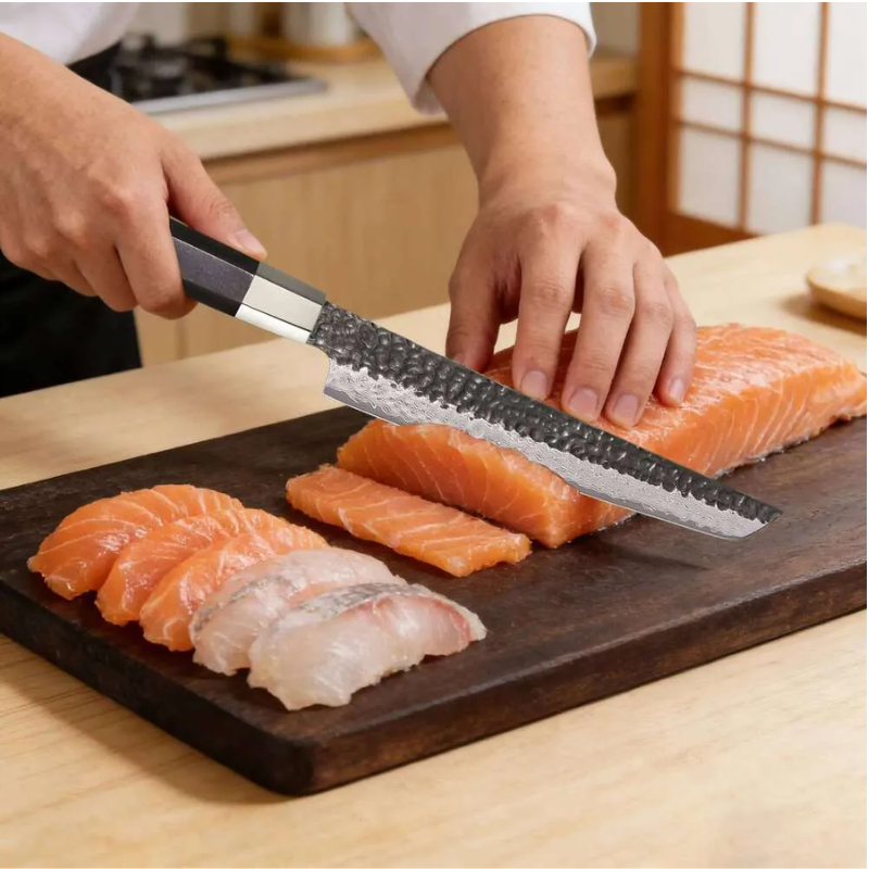 67-Layer Damascus Steel Yanagiba Sashimi Knife, Octagonal Wood Handle Slicer - Hugo Knives™