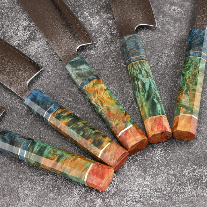 8-Inch Premium VG10 Damascus Steel Chef Knife, Stabilized Colored Wood Handle - Hugo Knives™