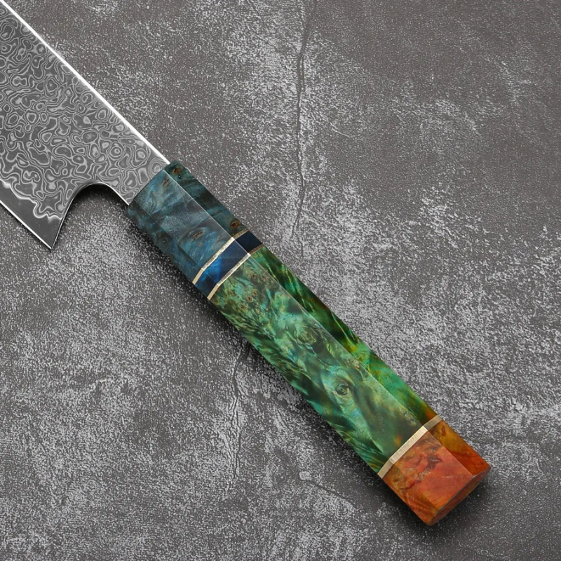 8-Inch Premium VG10 Damascus Steel Chef Knife, Stabilized Colored Wood Handle - Hugo Knives™