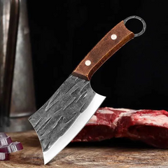 Forged Small Kitchen Cleaver – Wooden Handle Chef Knife for Vegetables & Fruits