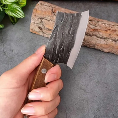 Forged Small Kitchen Cleaver – Wooden Handle Chef Knife for Vegetables & Fruits