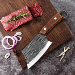 Forged Small Kitchen Cleaver – Wooden Handle Chef Knife for Vegetables & Fruits