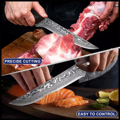 "2Pcs Damascus Steel Fillet & Boning Knives – Wooden Handle"