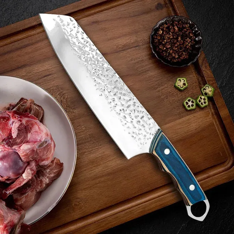 Hand-Forged 5Cr15MoV Steel Boning & Butcher Knife, Blue Wood Handle Slicer - Hugo Knives™