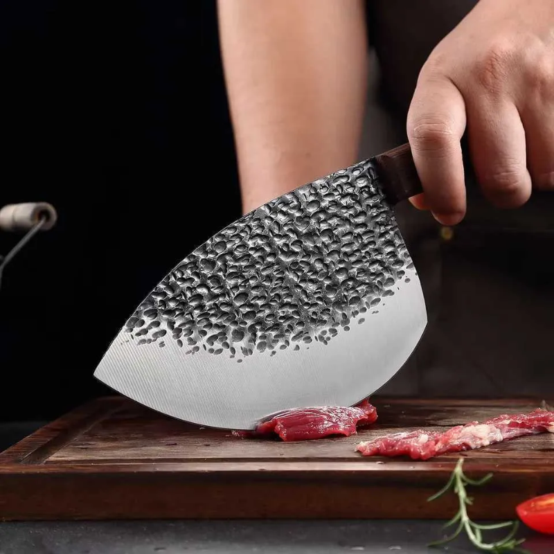Hand-Forged High Carbon Steel Serbian Chef Knife, Round-Head Fish & Meat Cleaver - Hugo Knives™