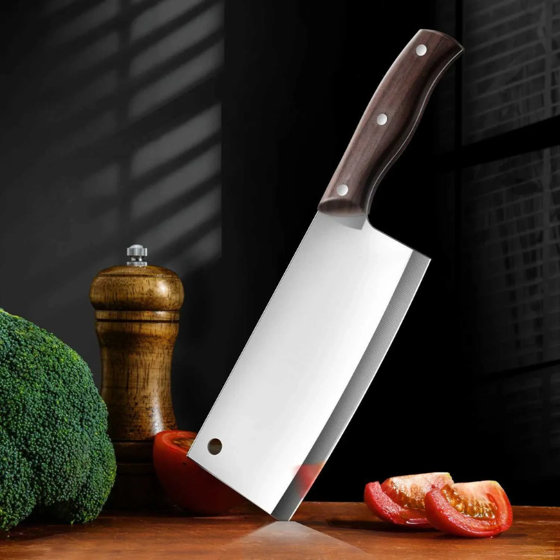 Heavy-Duty Stainless Steel Kitchen Cleaver, Ergonomic Wood Handle Vegetable Slicer - Hugo Knives™
