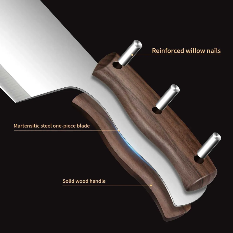 Heavy-Duty Stainless Steel Kitchen Cleaver, Ergonomic Wood Handle Vegetable Slicer - Hugo Knives™