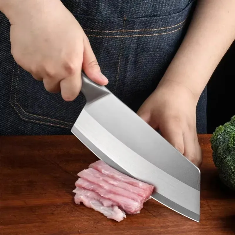 Hugo Knives Stainless Steel Food Slicer - Ergonomic Wooden Handle Culinary Tool for Meat & Vegetables