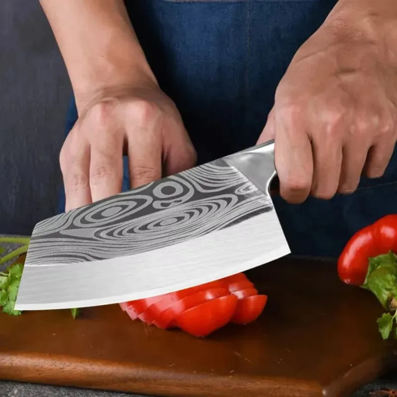 Hugo Knives Stainless Steel Food Slicer - Ergonomic Wooden Handle Culinary Tool for Meat & Vegetables