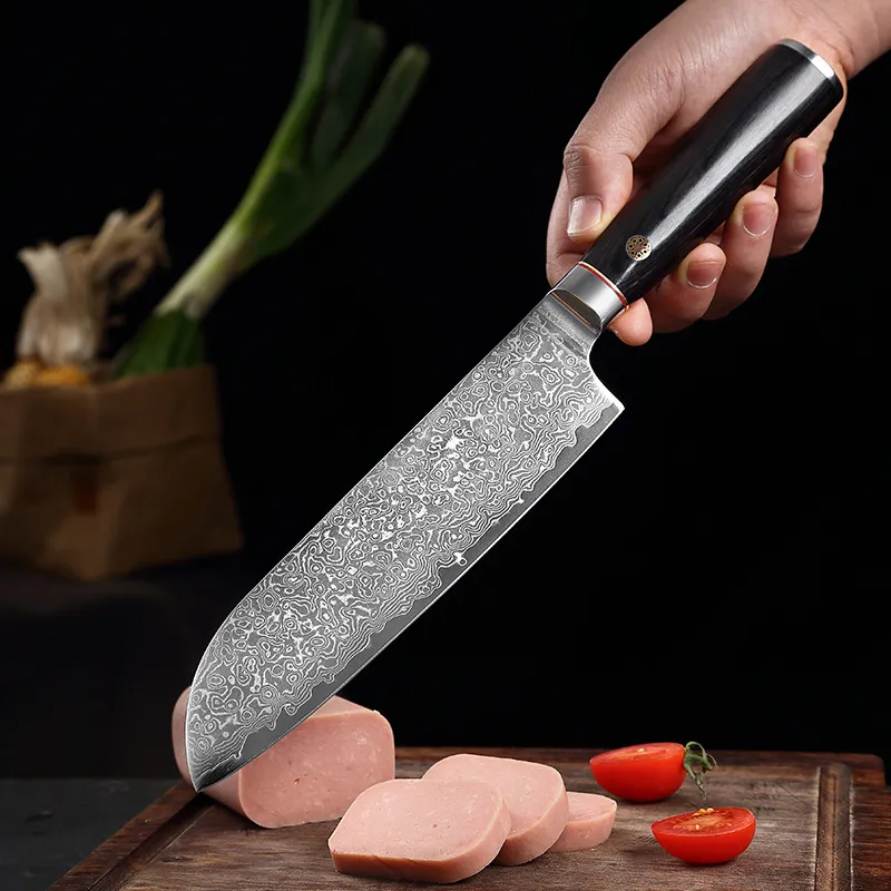 Santoku Damascus Stainless Steel Japanese Kitchen Knives Cooking Tools