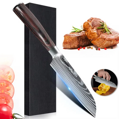 Santoku Japanese Kitchen Knives Damascus Pattern Professional Cooking