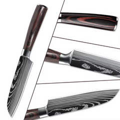 Santoku Japanese Kitchen Knives Damascus Pattern Professional Cooking