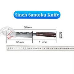 Santoku Japanese Kitchen Knives Damascus Pattern Professional Cooking