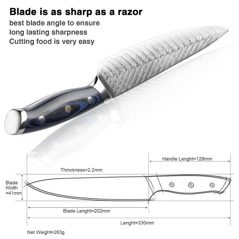 XITUO High-Quality 8quotinch Damascus Chef Knife AUS10 Stainless Steel Kitchen Knife Japanese