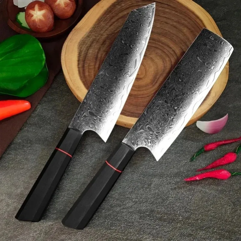 Japanese Damascus Steel Kitchen Knife, Octagonal G10 Handle Chef Cutlery - Hugo Knives™