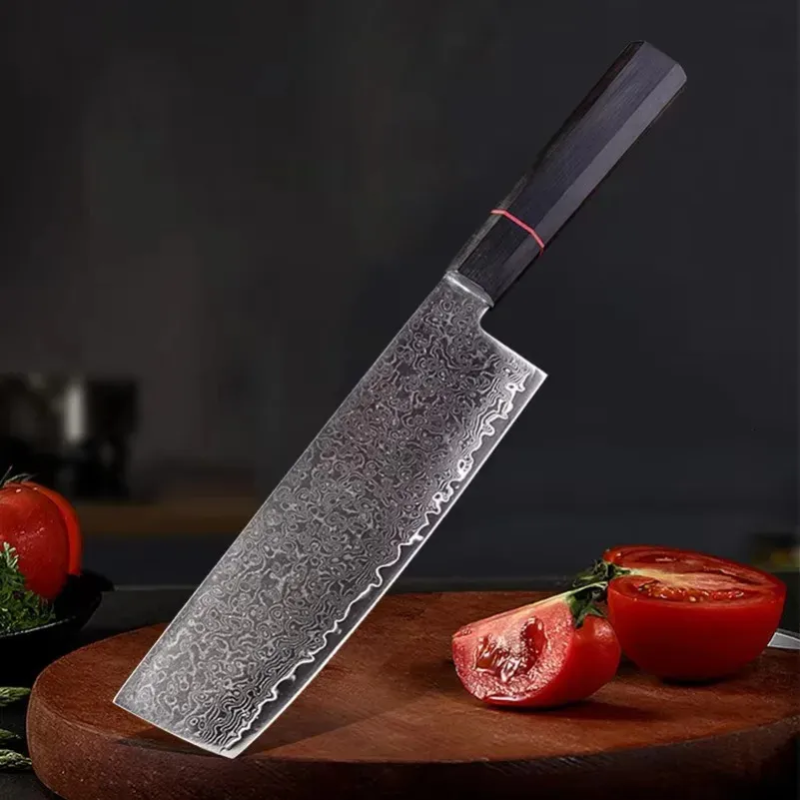 Japanese Damascus Steel Kitchen Knife, Octagonal G10 Handle Chef Cutlery - Hugo Knives™