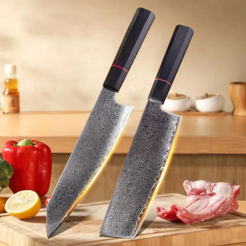 Japanese Damascus Steel Kitchen Knife, Octagonal G10 Handle Chef Cutlery - Hugo Knives™