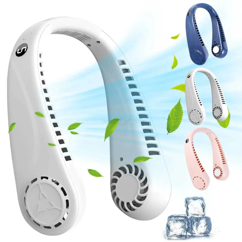 Portable Hands-Free Neck Fan with LED Digital Display - 5 Speeds, Bladeless & Rechargeable