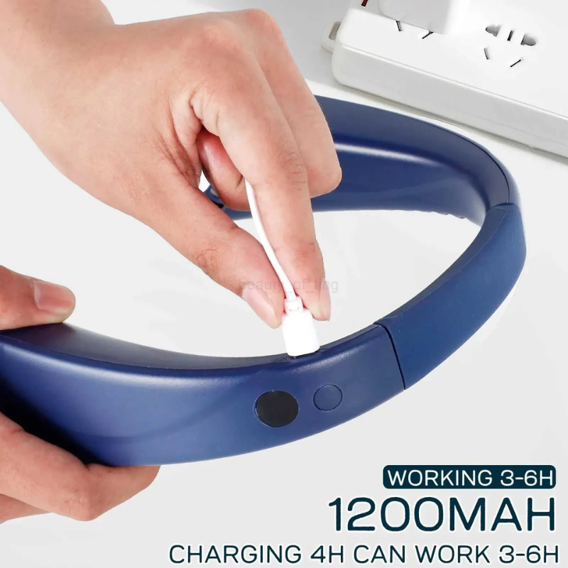 Portable Hands-Free Neck Fan with LED Digital Display - 5 Speeds, Bladeless & Rechargeable
