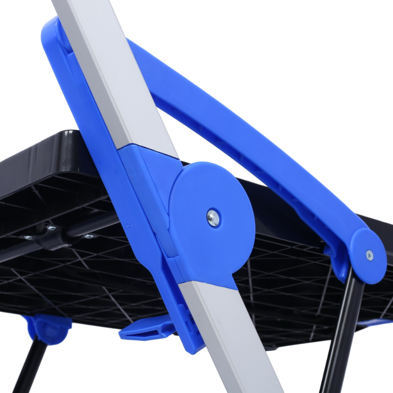 Tier Collapsible Utility Shopping Cart with Folding Crate, Blue Aluminum - Hugo Knives™